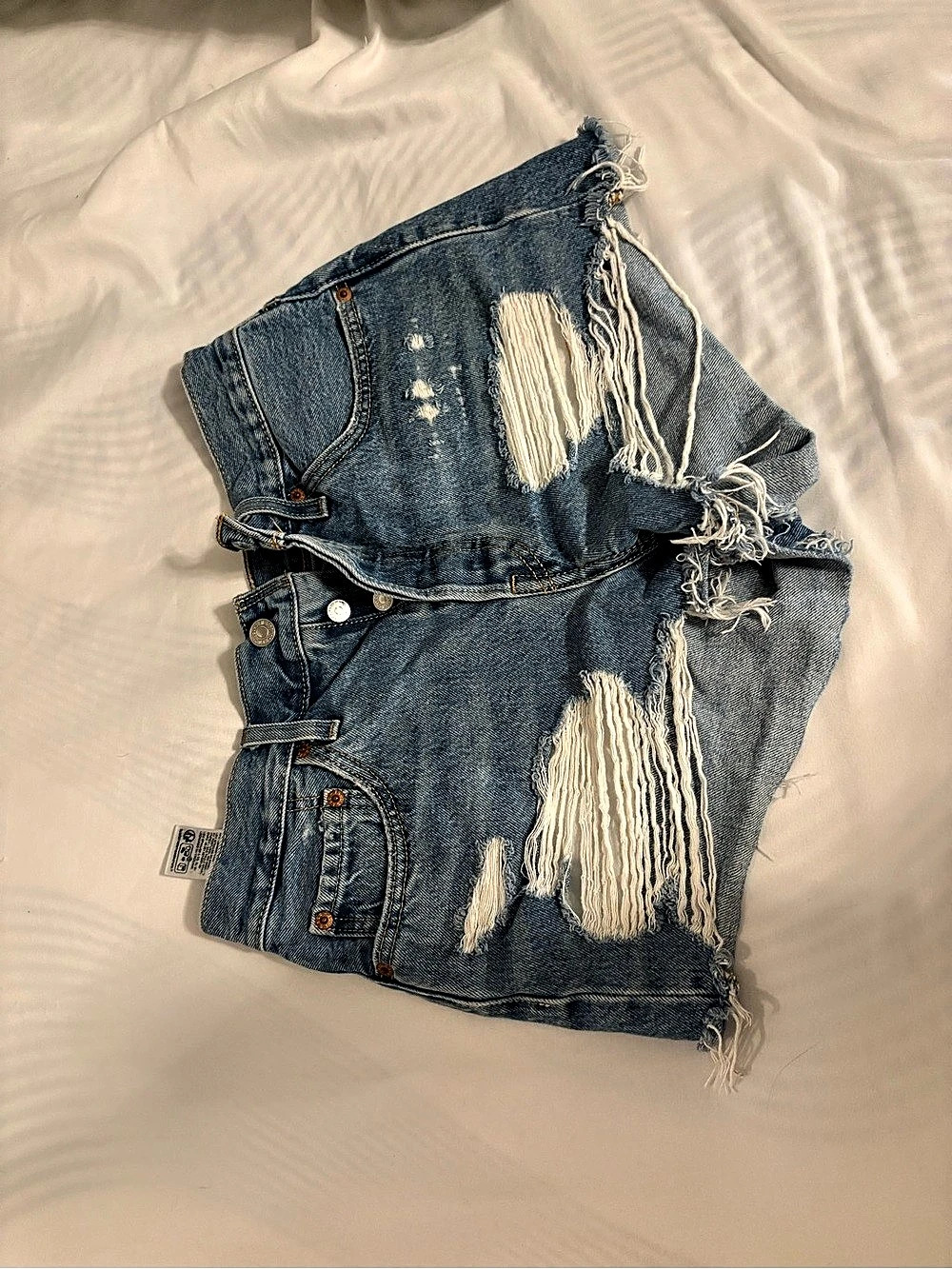 Levi's 501 Distressed Denim Jean Shorts in Blue